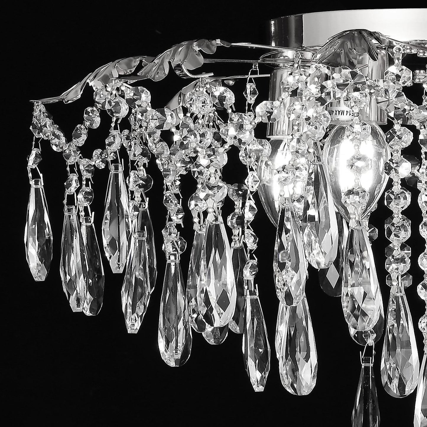 Candelabru Cristal CC9221/5CH, 5x E14, Diametru 48cm, Crom Lucios
