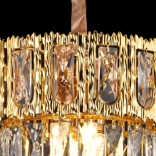 Candelabru Cristal BELVEDERE Petito 3xE14, Diametru 30cm, Auriu Lucios, Inaltime Reglabila – culoare aurie, 30 cm – Rega