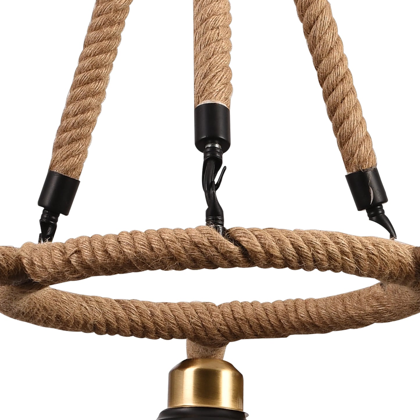 Lustra Suspendata Vintage, LV571/3BK, 3xE27, Maro, Metal si Sfoara