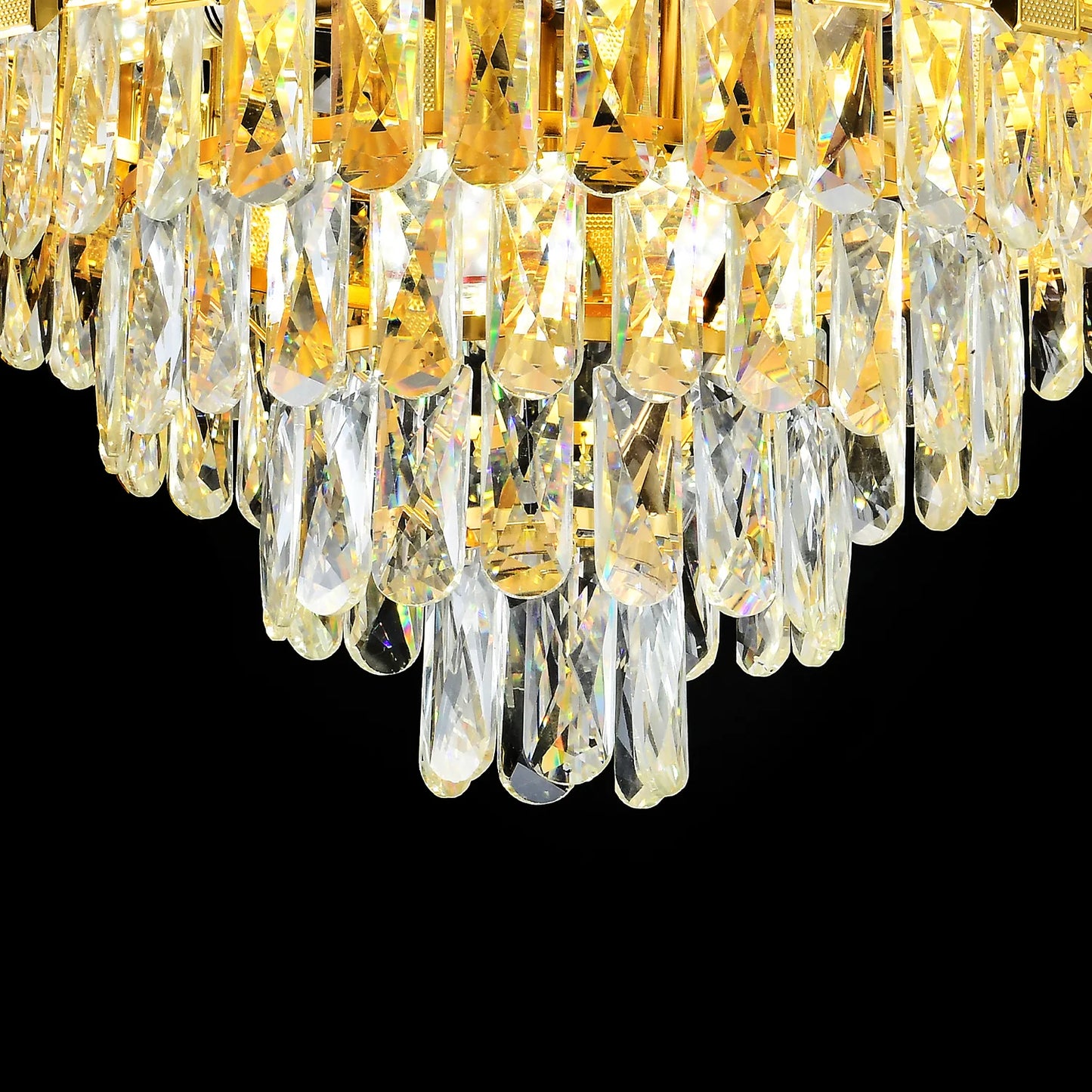 Candelabru Cristal BRAN Mango 8xE14, Diametru 60cm, Auriu Lucios, Inaltime Reglabila