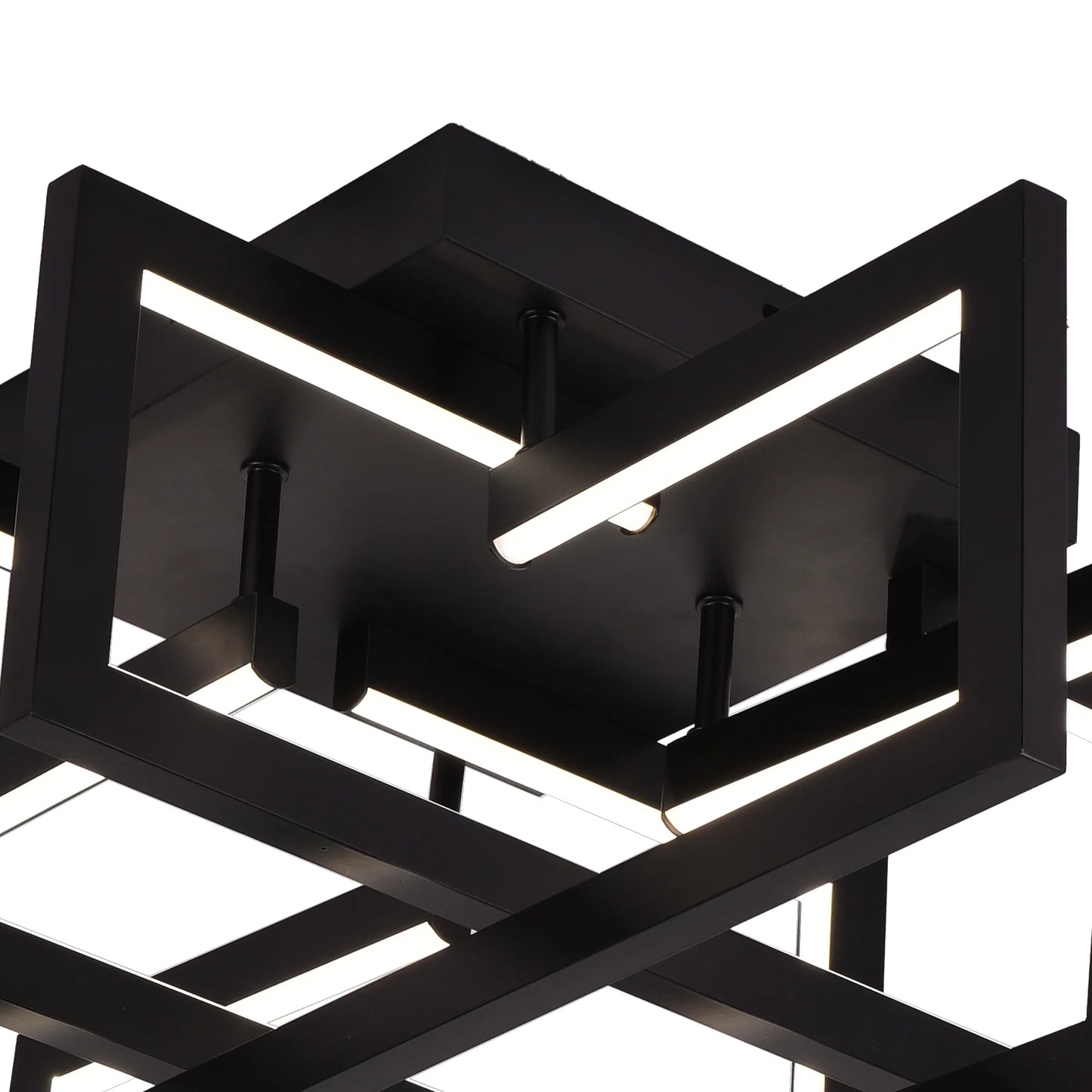 Lustra LED cu telecomanda 98W, 4 Elemente, lumina Rece/Calda/Neutra, Dimabila, Negru