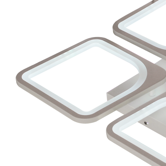 Lustra LED cu Telecomanda, ZOE, 4 Patrate, 52W, Lumina Rece/Calda/Neutra, Dimabila, Alb