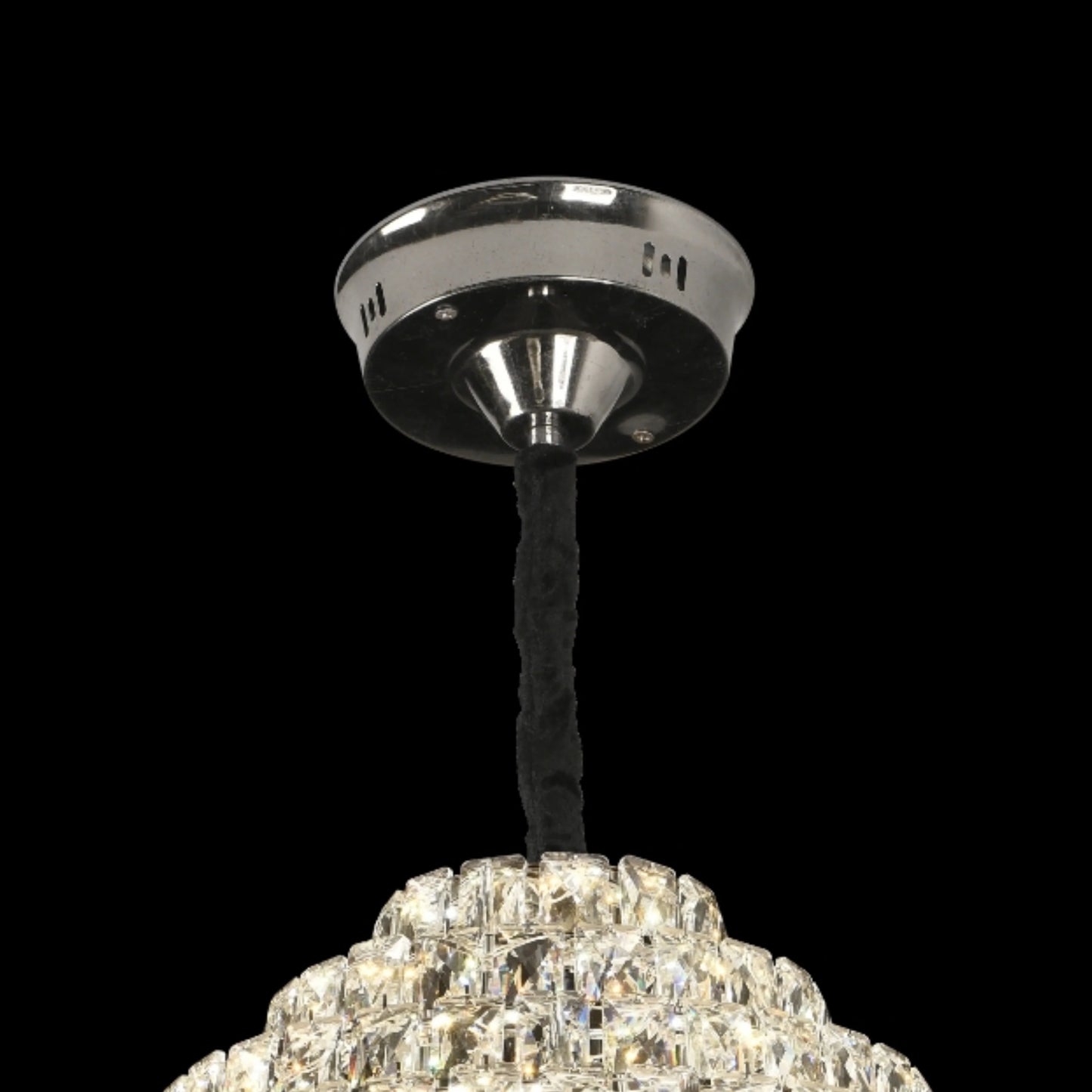 Candelabru Cristal Opal, 12x E14, Diametru 50cm, Crom Lucios, Inaltime Reglabila