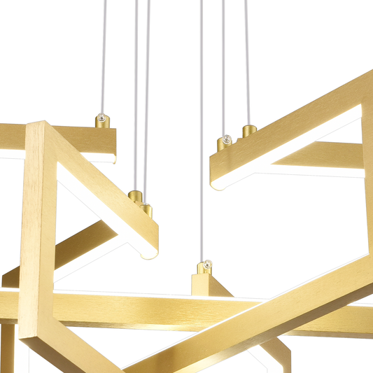 Lustra LED cu telecomanda ,Suspendata 73W, 3 Elemente, lumina Rece/Calda/Neutra, Dimabila, Inaltime Reglabila, Auriu – l