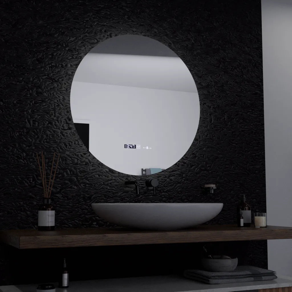 Oglinda LED Rotunda 60 Serenite MotionGlow Marcello, Sistem Dezaburire, Termometru siCeas, Dimabila