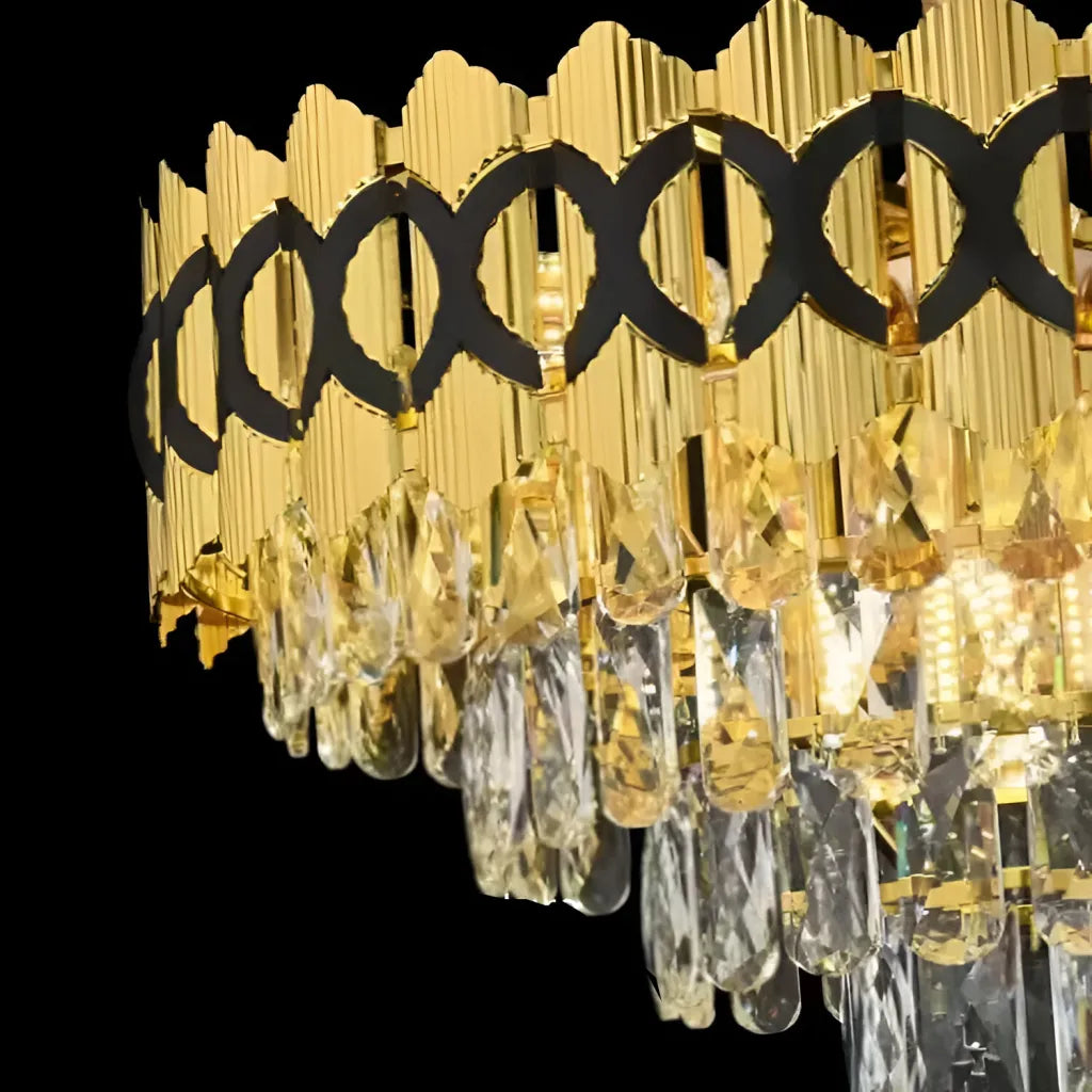 Candelabru Cristal Evangeline Auriu 9XE14 – culoare aurie – RegalStore, iluminat interior