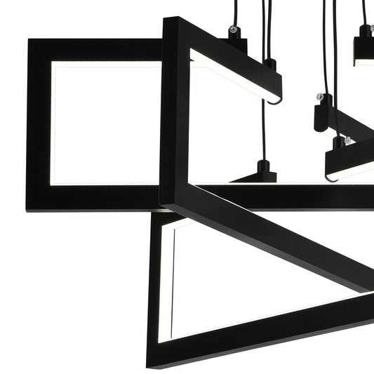 Lustra LED cu telecomanda ,Suspendata 73W, 3 Elemente, lumina Rece/Calda/Neutra, Dimabila, Inaltime Reglabila, Negru