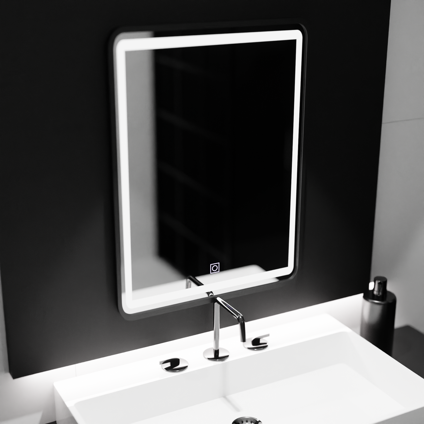 Oglinda LED Rectangulara 60x80cm Rama Neagra Basic Touch