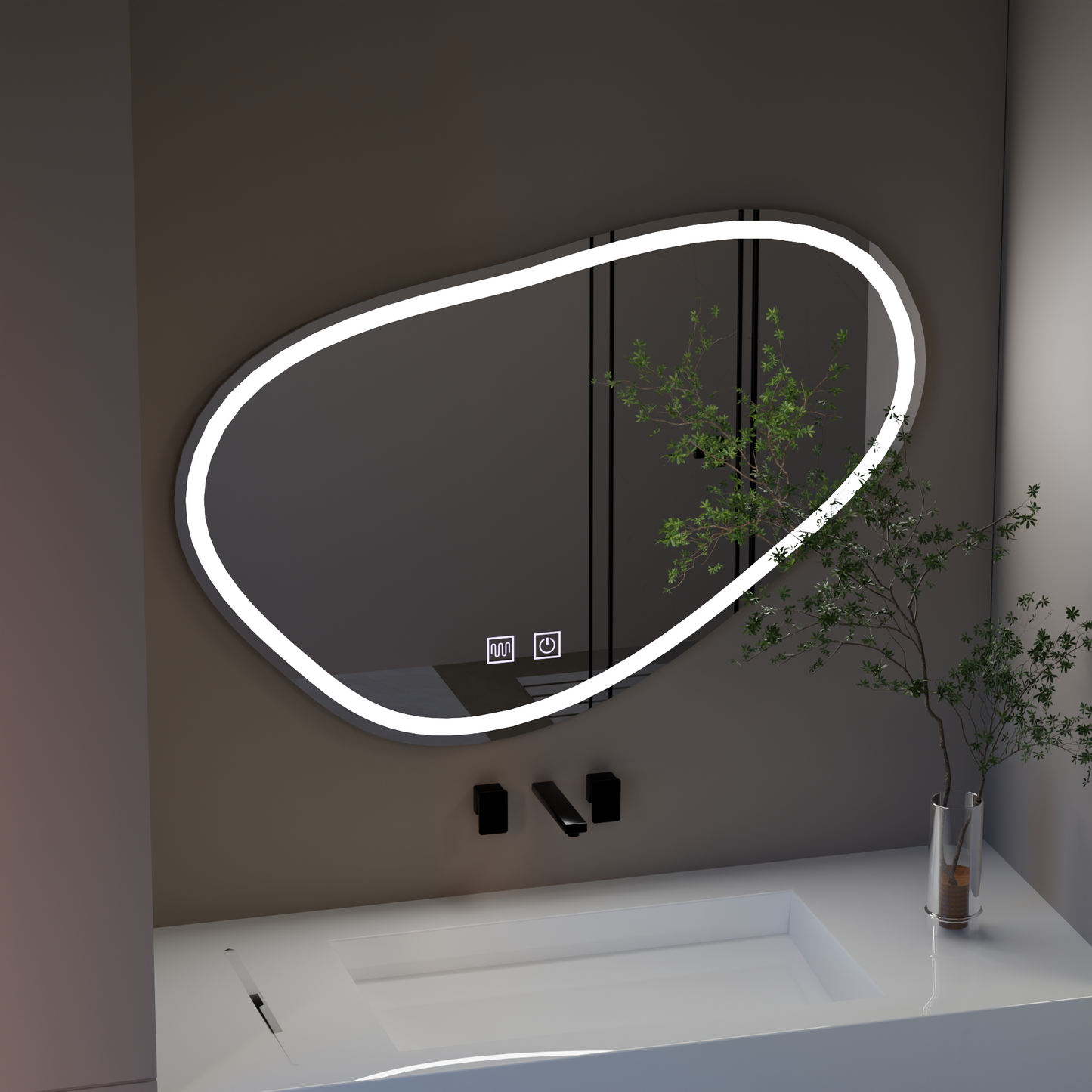 Oglinda LED Touch Quassare, Sistem Dezaburire 90x65 cm – oglindă LED, 90x65 cm, 65 cm – RegalStore, iluminat interior