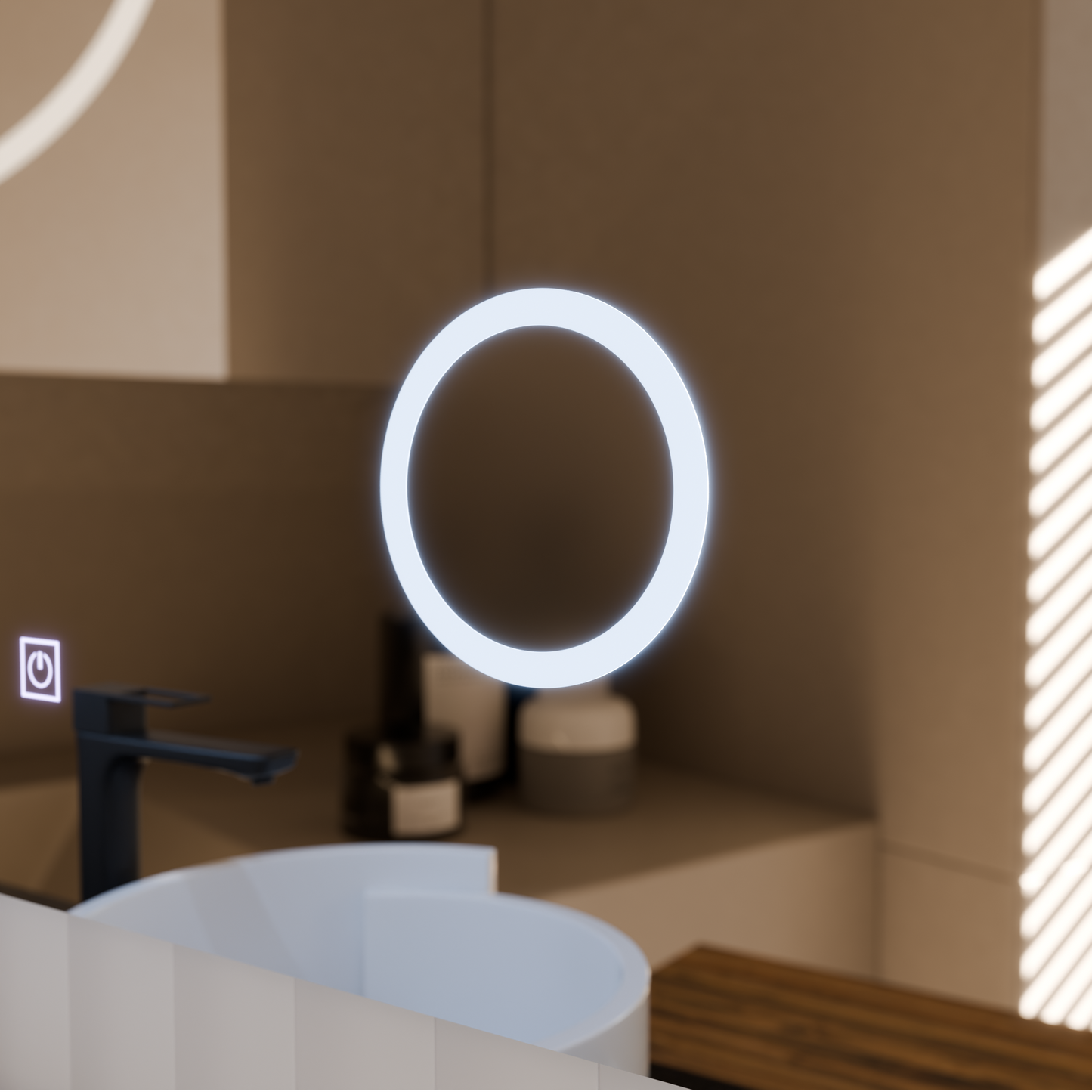 Oglinda LED Rectangulara, 80x60cm, Linea Touch, Sistem Dezaburire, Dimabila – oglindă LED, 80x60 cm, 60 cm – RegalStore,