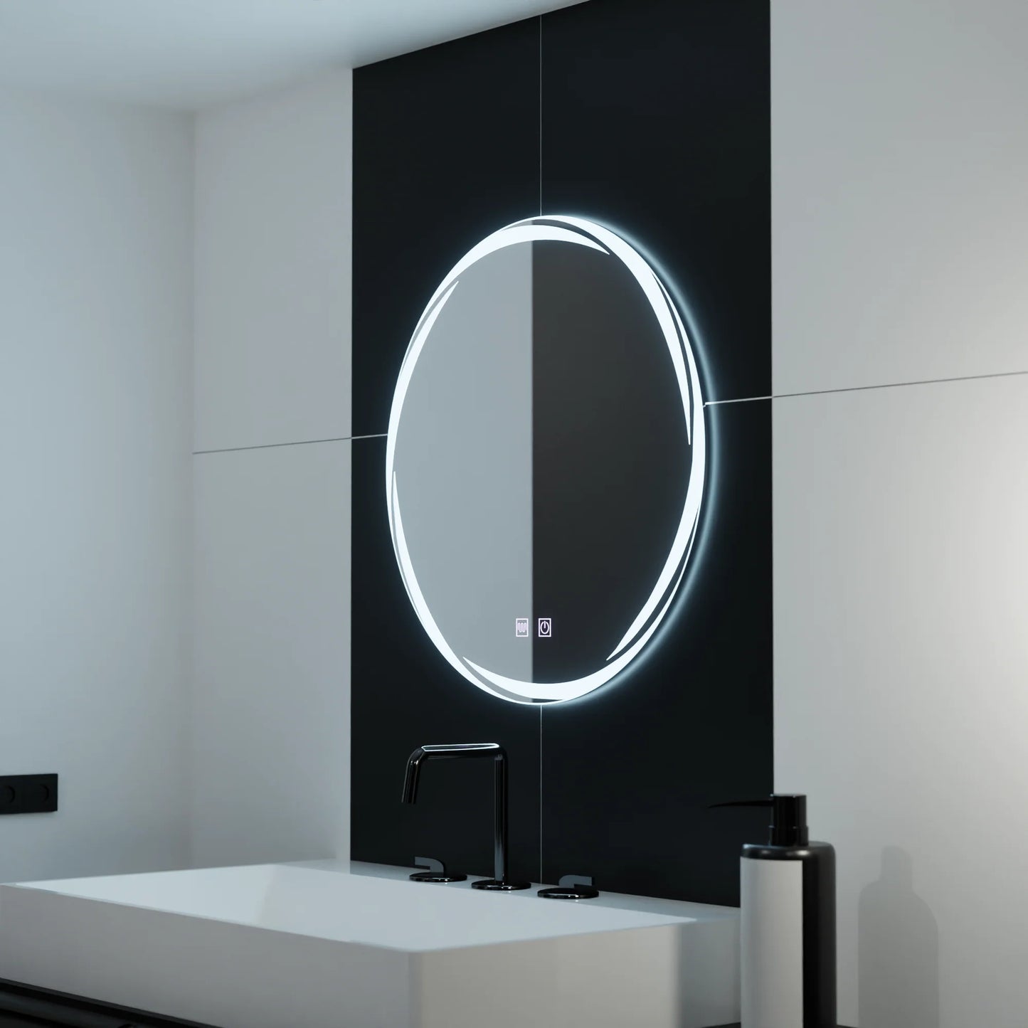 Oglinda LED Rotunda, 70cm, Zaffiro Touch, Sistem Dezaburire, Dimabila