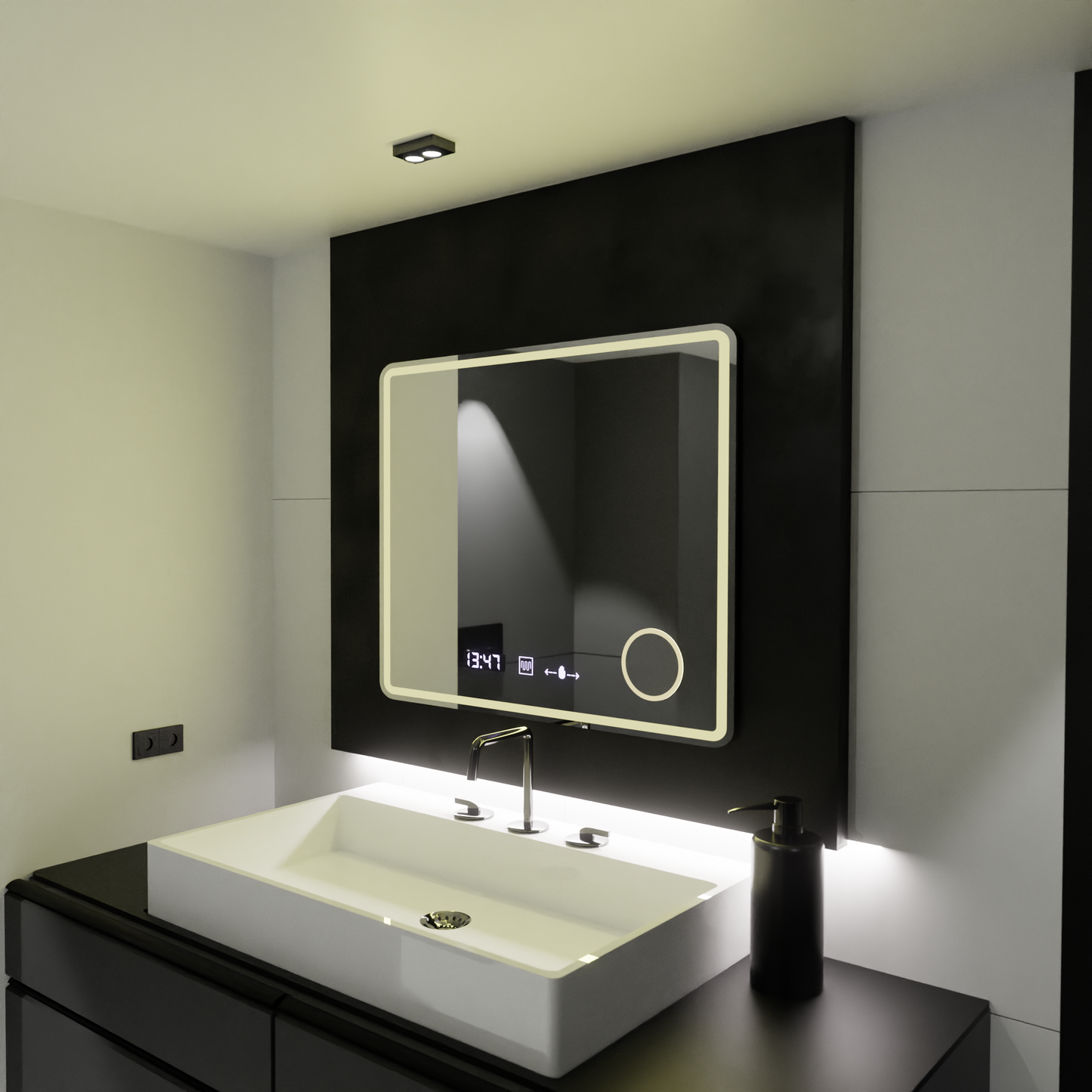 Oglinda LED Senzor Kontonis Sistem Dezaburire si Ceas 90X75 cm Colectia Marcello Fungh