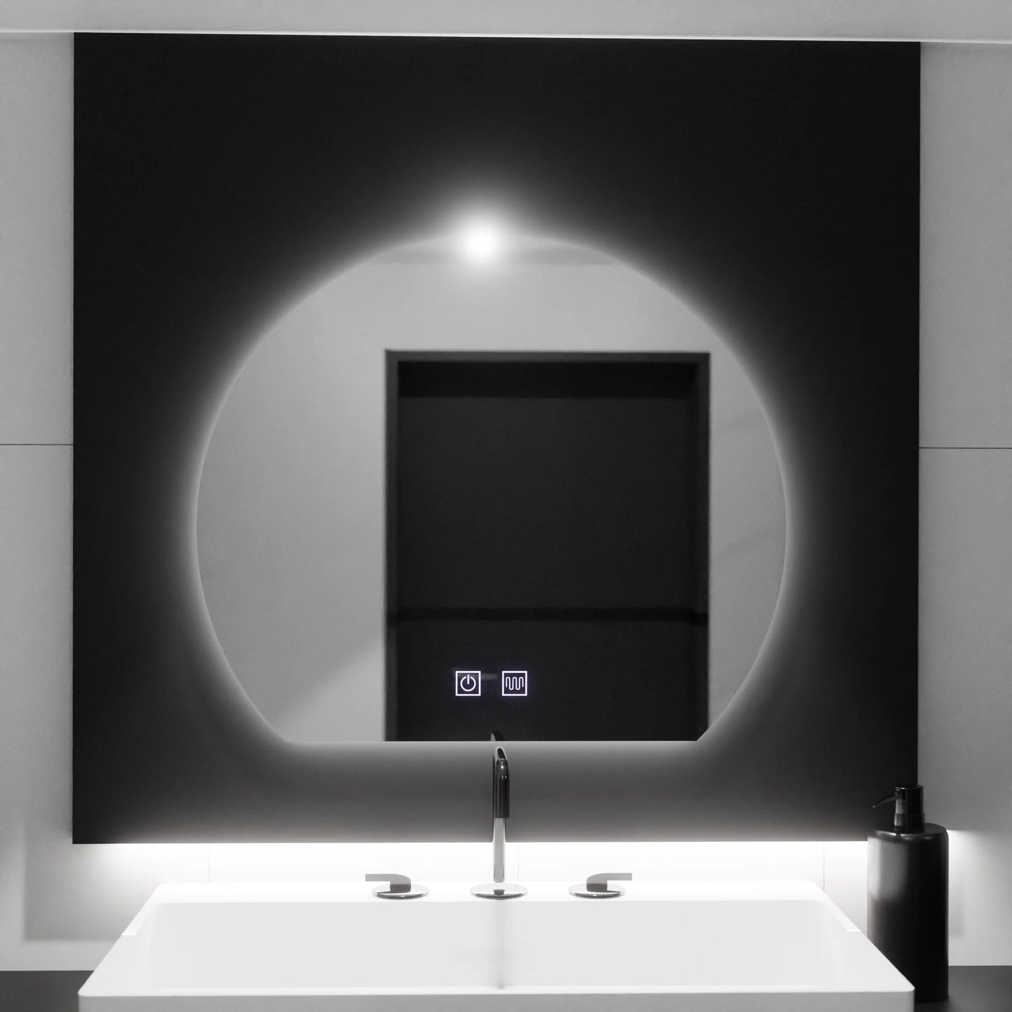 Oglinda LED Semiluna, 60x54, Soluna Touch, Sistem Dezaburire, Dimabila