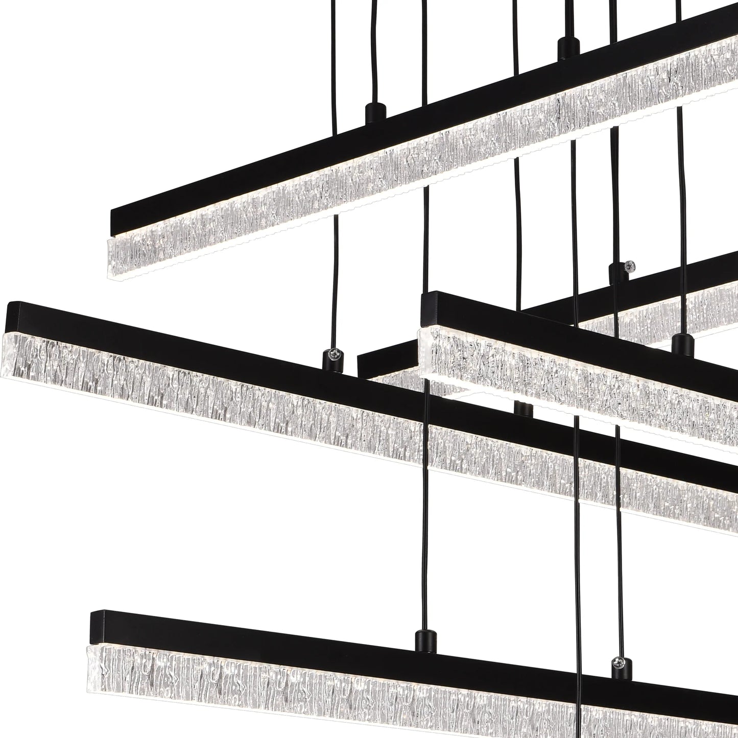 Lustra LED Suspendata Acril LT181/6BK, 82W, Lumina 3000/4000/6000K, Negru, Inaltime Reglabila