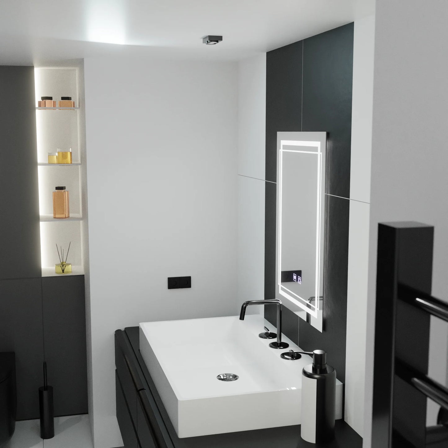 Oglinda LED Rectangulara, 50x70cm, Koven Touch, Sistem Dezaburire,Dimabila