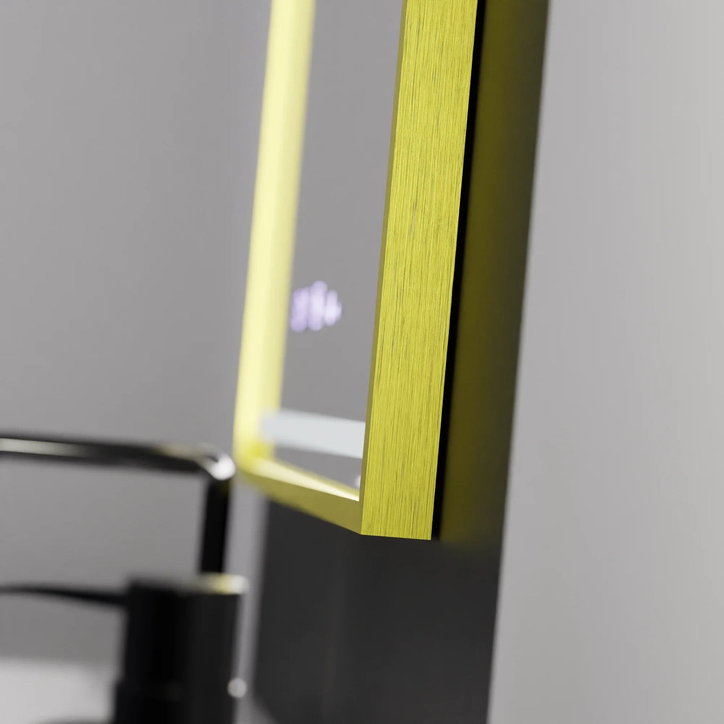 Oglinda LED Rectangulara 75x90 Verite Royale Gold MotionGlow Marcello, Sistem Dezaburire, Termometru si Ceas, Dimabila