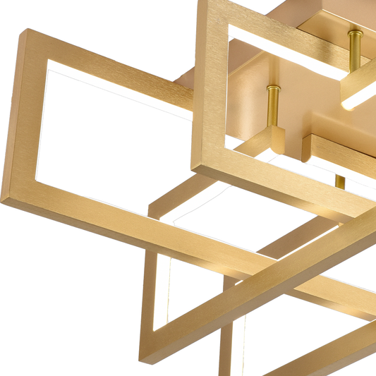 Lustra LED cu telecomanda 98W, 4 Elemente, lumina Rece/Calda/Neutra, Dimabila, Auriu – lustră LED, culoare aurie, cu tel