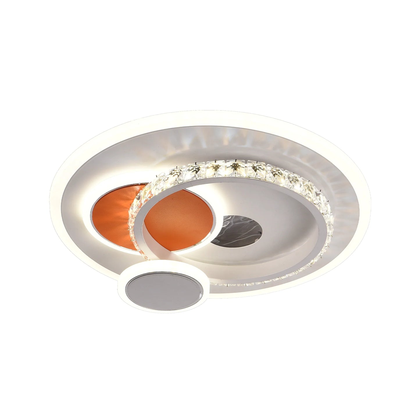 Lustra LED cu cristal HELIOX, 45W, 4 Cercuri, lumina Rece/Calda/Neutra, Alb