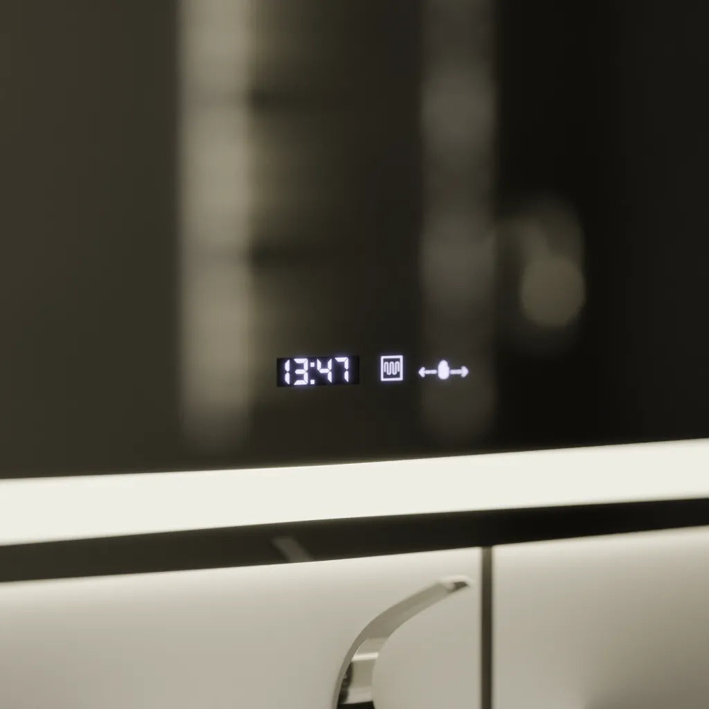 Oglinda LED Rectangulara 120x80cm Verite MotionGlow Marcello, Sistem Dezaburire, Termometru si Ceas, Dimabila