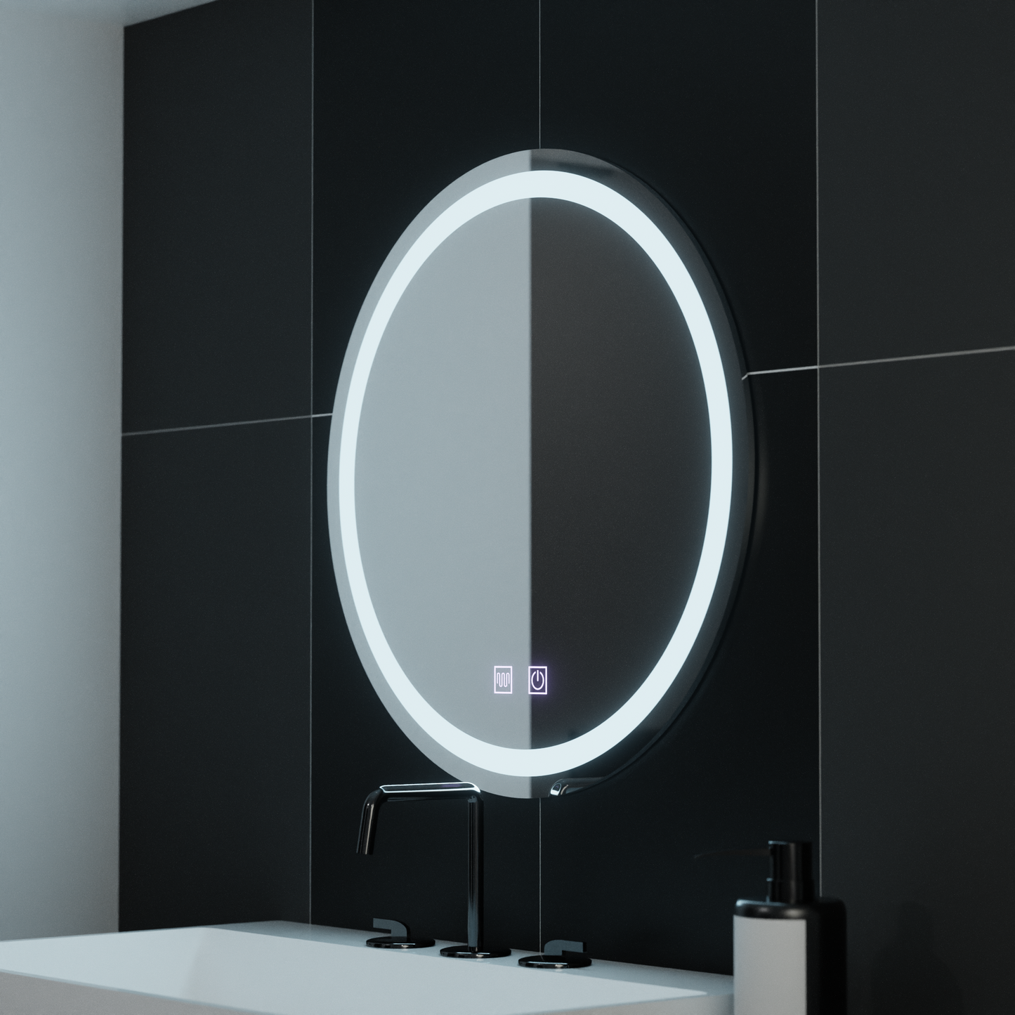 Oglinda LED Rotunda 70cm Lucea Touch Sistem Dezaburire