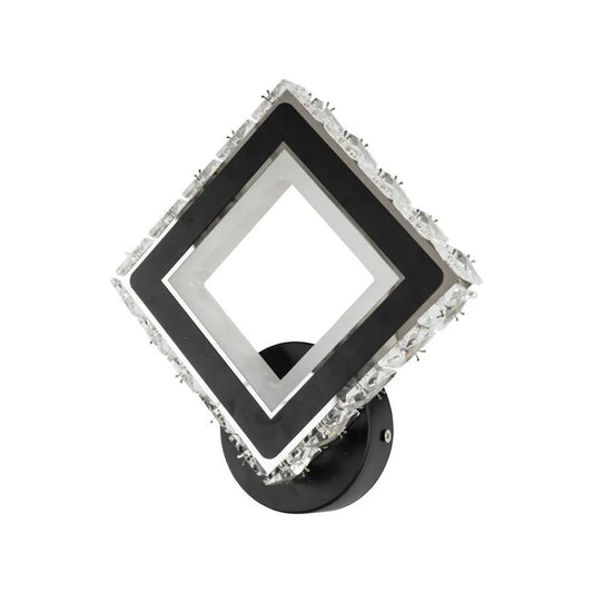 Aplica LED TERRANO cu Cristale, Patrat, 24W, Lumina Rece/Calda/Neutra, Negru & Inox – aplică LED, culoare neagră – Regal