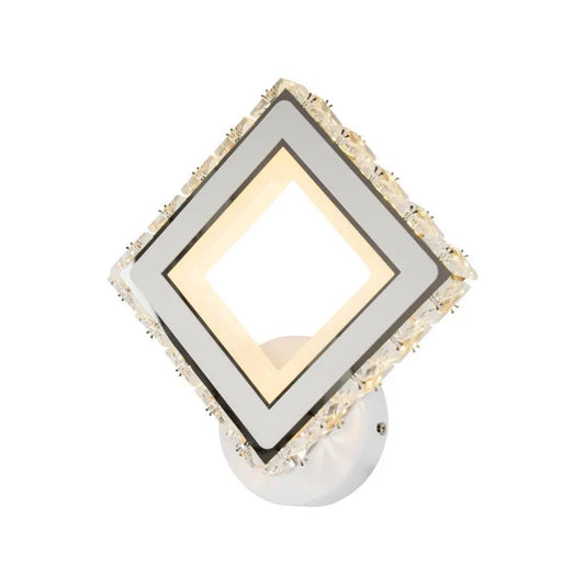 Aplica LED TERRANO cu Cristale, Patrat, 24W, Lumina Rece/Calda/Neutra, Alb & Inox – aplică LED, culoare albă – RegalStor