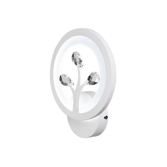 Aplica LED DAISY, 13W, Lumina Rece/Calda/Neutra, Alb cu Cristal – aplică LED, culoare albă – RegalStore, iluminat interi