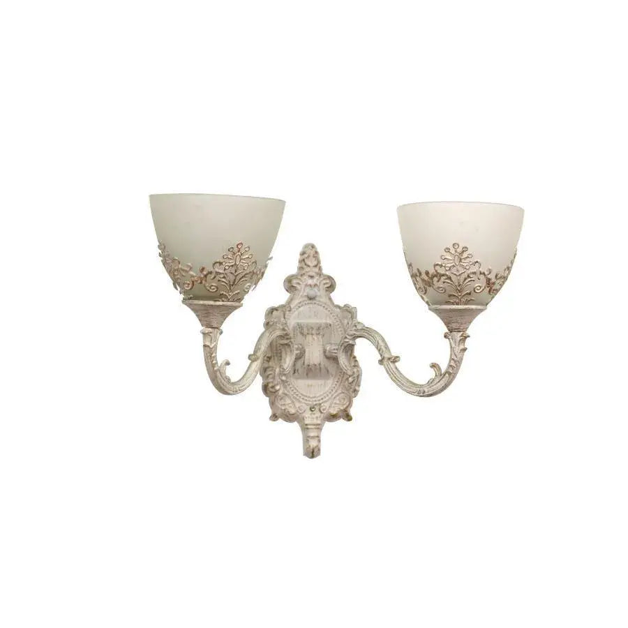 Aplica Rustic COTTAGE, 2*E27, Alb, Metal si Sticla