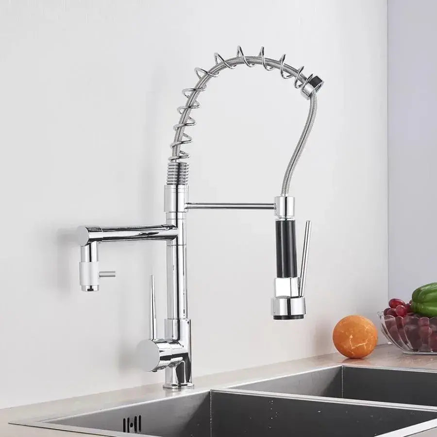 Baterie Bucatarie cu Dus Extractibil, Inox si Alama Crom, YD/201 – RegalStore