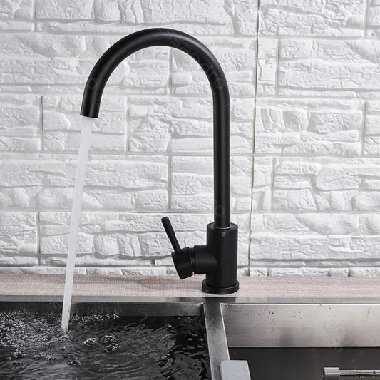 Baterie Bucatarie Monocomanda Pipa Pivotanta Cartus Ceramic Inox Negru Satin Racorduri Kit Fixare Incluse HS001 – culoar