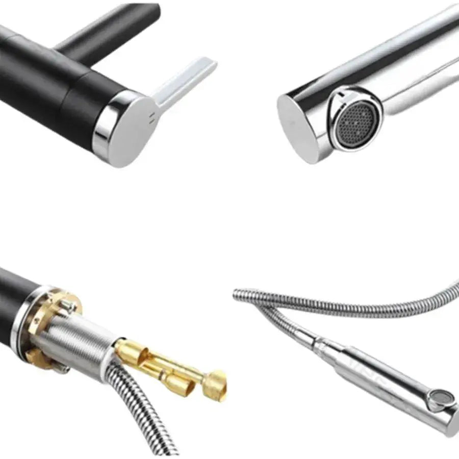 Baterie Lavoar cu Dus Extractibil, Alama Sanitara, Negru, WZX/2022 – culoare neagră – RegalStore, iluminat interior