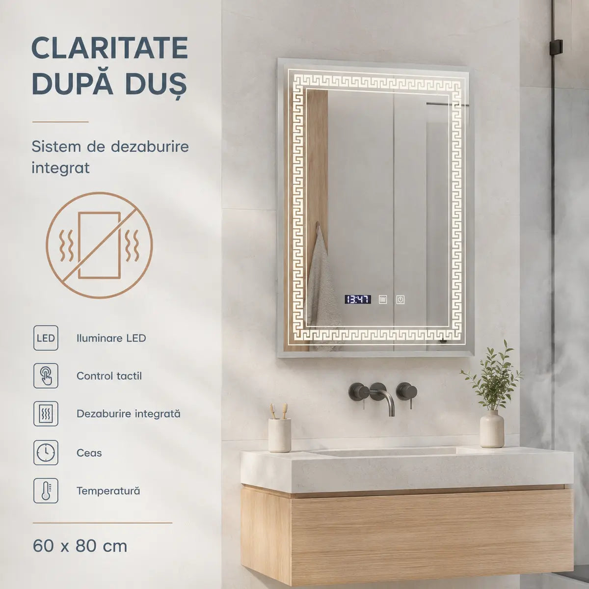 Oglindă LED Bruno – sistem dezaburire
