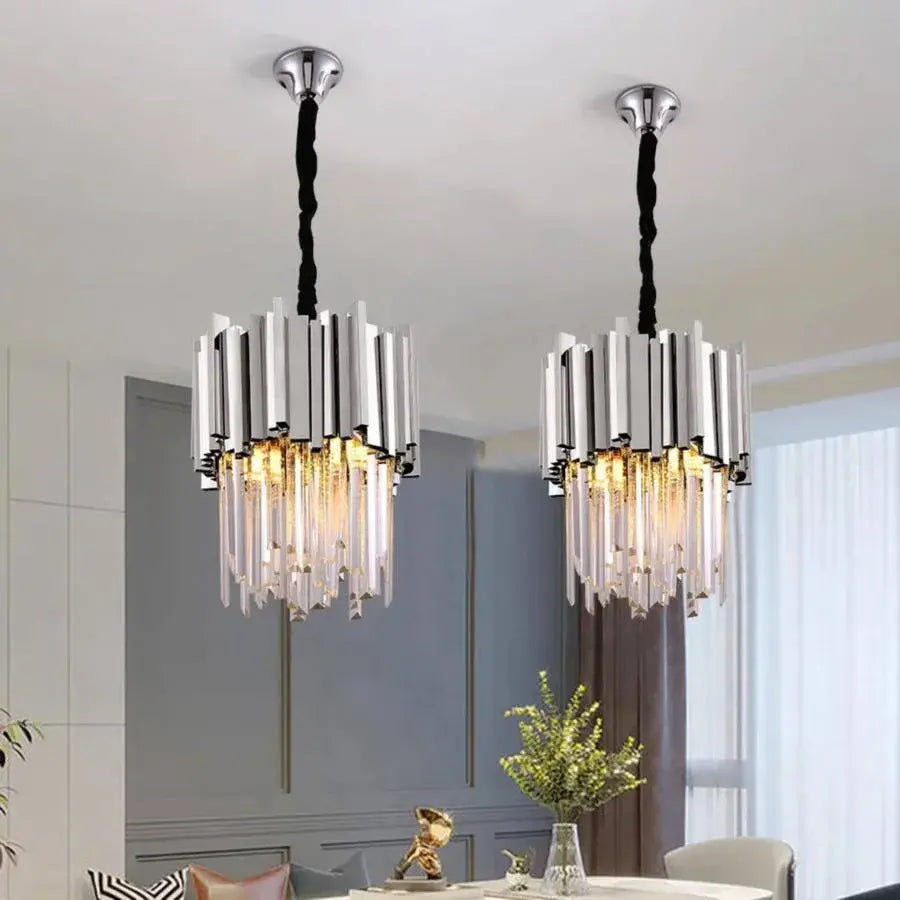 Candelabru Cristal BLOIS Petito 3xE14, Diametru 30cm, Argintiu, Inaltime Reglabila