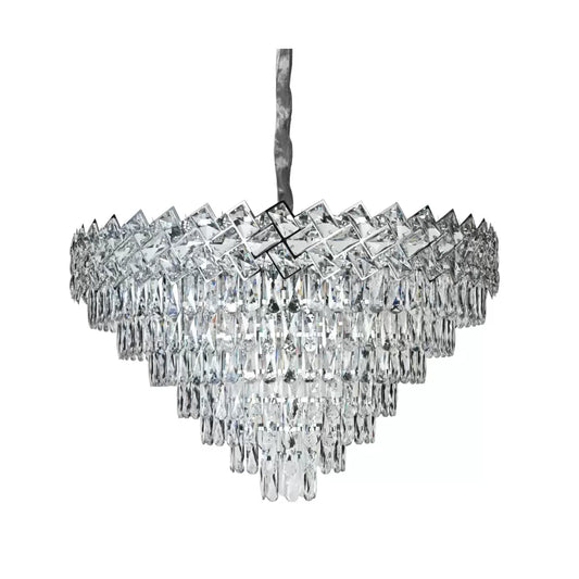 Candelabru Cristal WINDSOR Supremo 16xE27, Diametru 80cm, Crom Lucios, Inaltime Reglabila – culoare argintie, 80 cm – Re