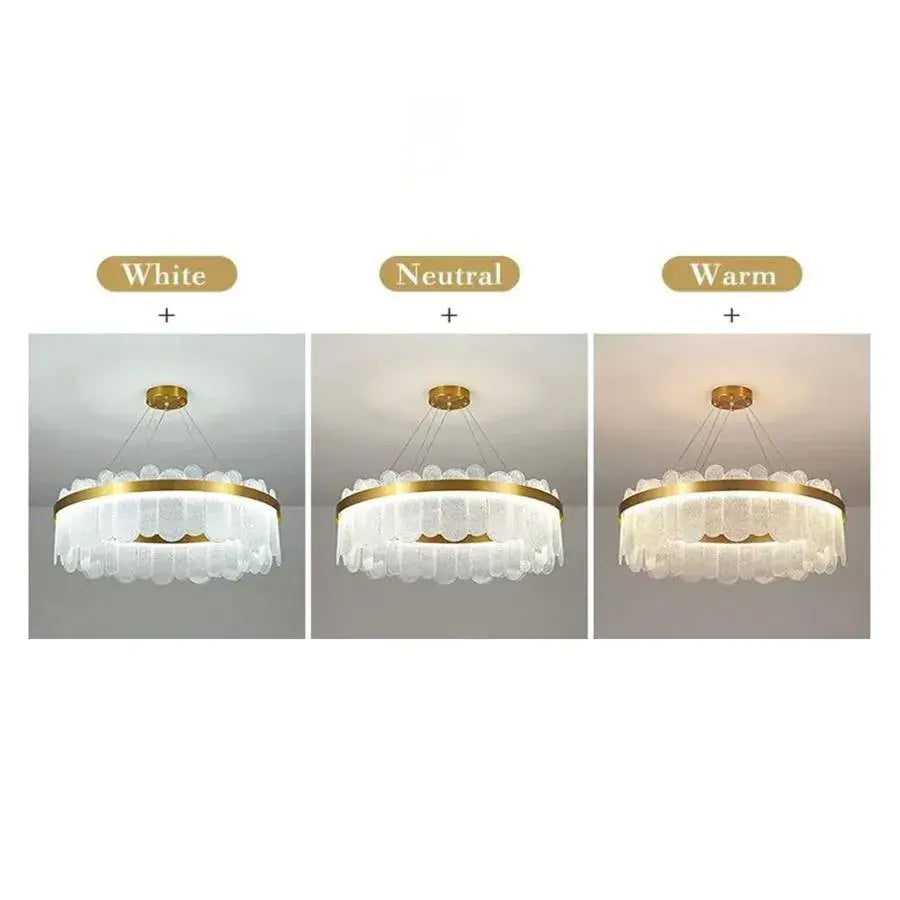 Candelabru LED cu Telecomanda Alonzo 93W Dimabil Diametru 60cm Auriu – culoare aurie, cu telecomandă, 60 cm – RegalStore