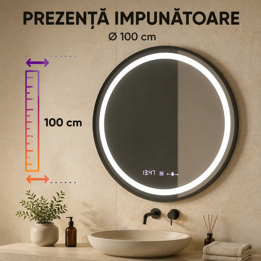 Oglindă LED Celeste Majeste Noir – diametru 100 cm