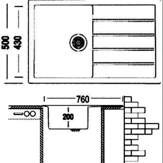 Chiuveta Bucatarie Angora, 76*50 cm, Cuart, Satinat, 760/500AG – 50 cm – RegalStore, iluminat interior