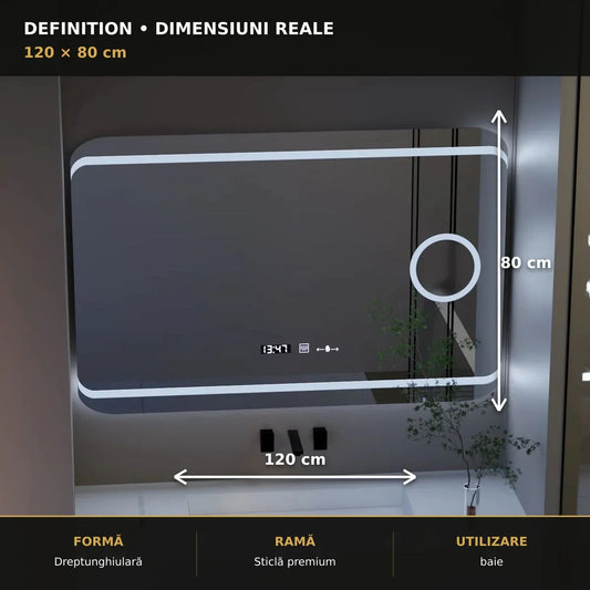 Oglindă LED Definition 120x80 cm – dimensiuni