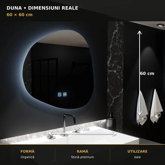 Oglindă LED Duna 60x60 cm – dimensiuni