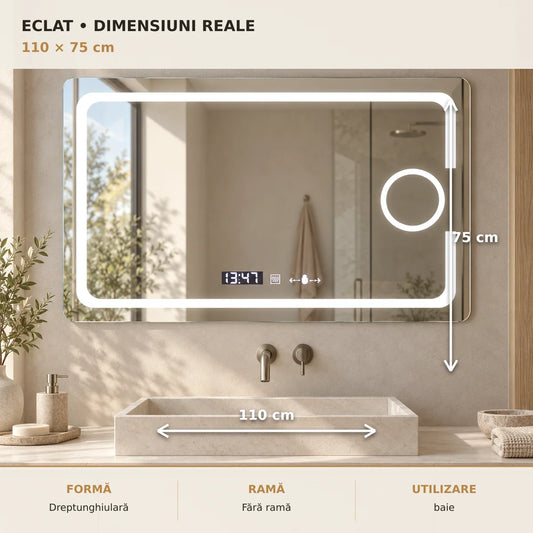 Oglinda LED Eclat 110x75 cm - dimensiuni