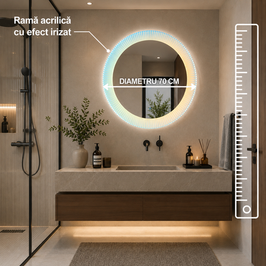 Oglindă LED FISHMAN - diametru 70 cm