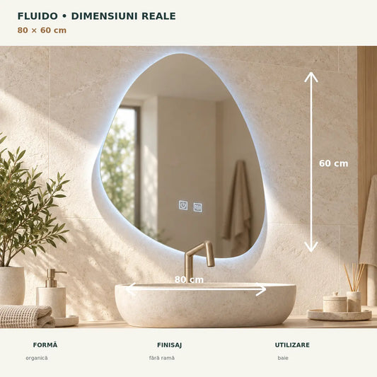 Oglinda LED Fluido 80x60 cm - dimensiuni