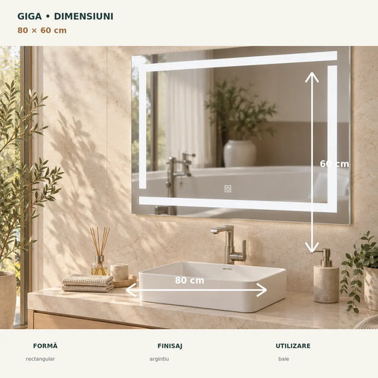 Oglinda LED Giga 80x60 cm - dimensiuni
