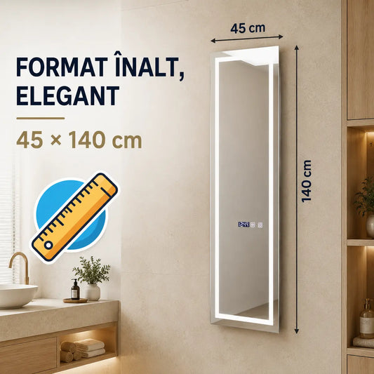Oglindă LED Giulia – dimensiuni 45 x 140 cm