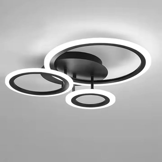 Lustra LED cu Telecomanda BETTY, 41W, 3 Cercuri, lumina Rece/Calda/Neutra, Dimabila, Negru – lustră LED, culoare neagră,