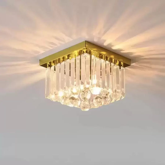 Lustra Cristal MARTINEZ Linear Luxe, Diametru 35cm, 4x E14, Auriu Lucios
