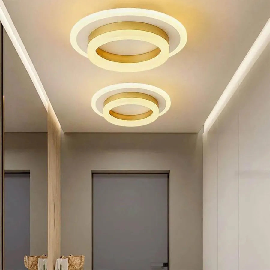 Lustra LED SOLENA Rotonda Alb Auriu, Diametru 25cm, 13W, Lumina Rece/Calda/Neutra