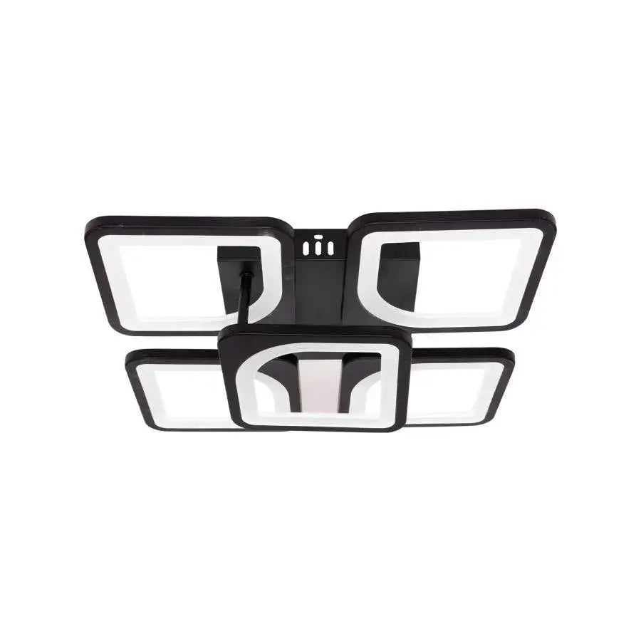 Lustra LED cu Telecomanda, ZOE, 5 Patrate, 66W, Lumina Rece/Calda/Neutra, Dimabila, Negru