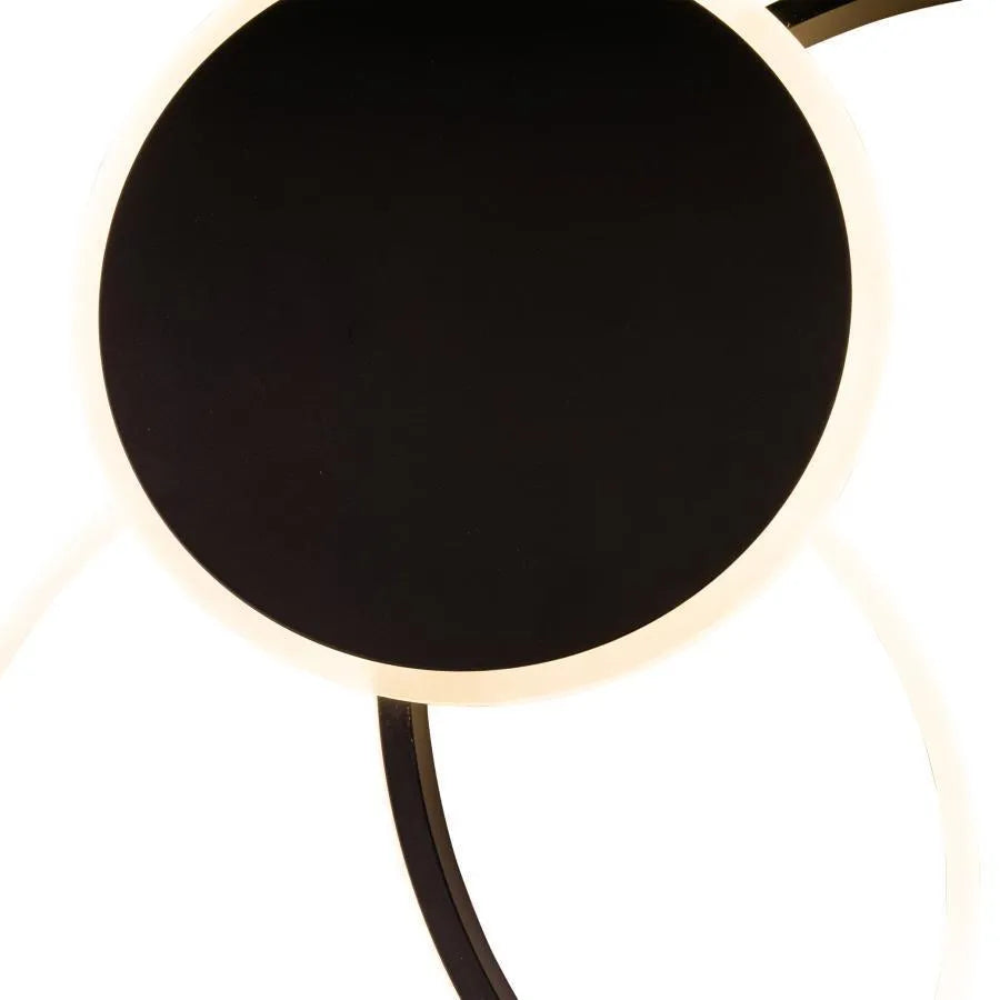 Lustra LED cu telecomanda CETUS , 82W, 3 Cercuri, lumina Rece/Calda/Neutra, Dimabila, Negru