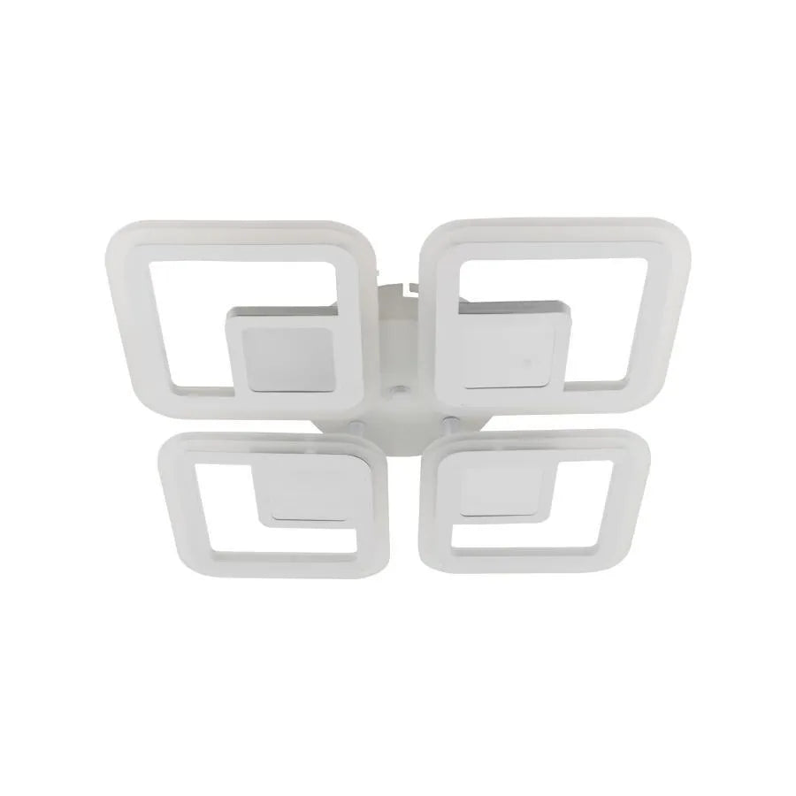 Lustra LED Chai 3D cu Telecomanda, 104W, 2.4GHz, Dimabila, RGB, Acril, Alb